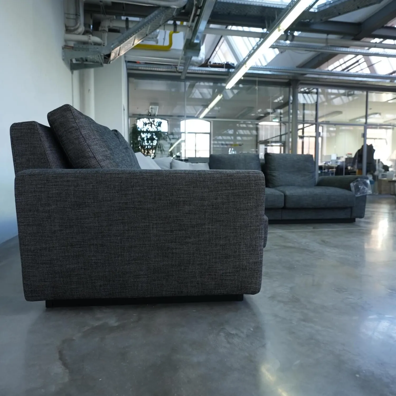 Walter Knoll Wohnlandschaften|Ecksofa Grand Suite Bezug Stoff Sonora 7869 Basalt Anthrazit Sockel Buche Schwarz Lackiert
