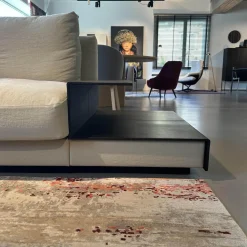 Walter Knoll Ecksofas|Ecksofa Grand Suite Stoff Lino 7706 Pearl Grau Beige Ablage Leder Saddle Coffee Braun