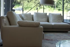 Walter Knoll Wohnlandschaften|Ecksofa Grand Suite Stoff Tonga 7615 Off White Weiß Abschlusselement Leder Saddle Coffee