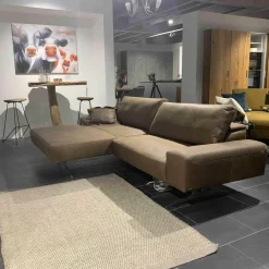 Koinor Ecksofas|Ecksofa Hennessie Leder A-India Muskat Schwertkufe Nickel Satiniert