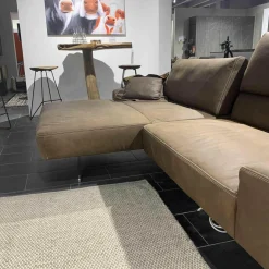 Koinor Ecksofas|Ecksofa Hennessie Leder A-India Muskat Schwertkufe Nickel Satiniert
