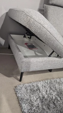 Hukla Ecksofas|Ecksofa Horas Stoff Soul Silver Grau Fuß Metall Schwarz Mit Klappbarer Armlehne Und Relaxfunktion Rechts