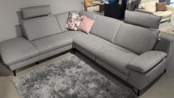 Hukla Ecksofas|Ecksofa Horas Stoff Soul Silver Grau Fuß Metall Schwarz Mit Klappbarer Armlehne Und Relaxfunktion Rechts