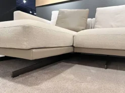 Frigerio Ecksofas|Ecksofa Horizon Stoff Nebraska 18 Beige Leder Sienna 5005 Beige Füße Metall Inklusive Kissen