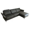 Hukla Ecksofas|Ecksofa HU RL20001 Leder Vivre Greystone Grau Füße Aluminium Schwarz Lackiert Mit Verstellbaren Rückenpolster