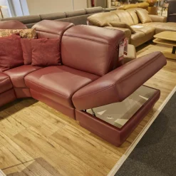 Hukla Ecksofas|Ecksofa IL 4052 Leder Credo Barolo Rot mit motorischen Funktionen