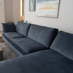 Bielefelder Werkstätten Ecksofas|Ecksofa Inspiration Aktionsstoff Leno BW 1746-151 Blau Grau