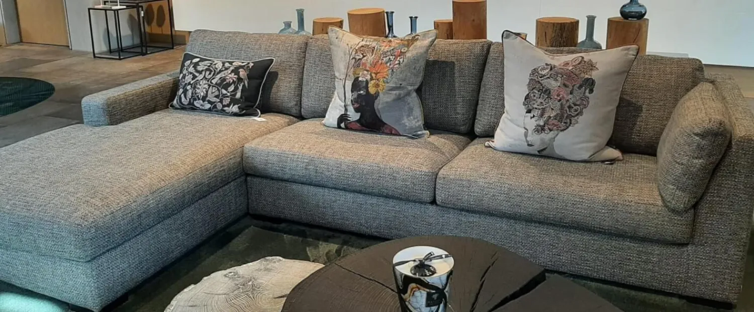 Bielefelder Werkstätten Ecksofas|Ecksofa Inspiration Stoff Duke Grau mit Verstellbarer Rückenlehne und Kopfstütze