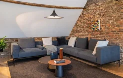 Walter Knoll Ecksofas|Ecksofa Jaan Living Stoff Lino Coal Grau Anthrazit Untergestell Matt Pulverbeschichtet Bronze Inklusive Kissen Ohne Plaid Ohne Beistelltische Ohne Dekoration Ohne Decken