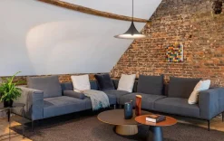 Walter Knoll Ecksofas|Ecksofa Jaan Living Stoff Lino Coal Grau Anthrazit Untergestell Matt Pulverbeschichtet Bronze Inklusive Kissen Ohne Plaid Ohne Beistelltische Ohne Dekoration Ohne Decken