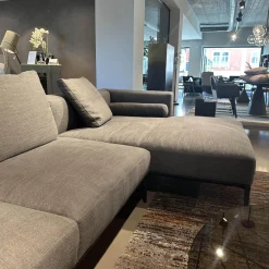 Walter Knoll Ecksofas|Ecksofa Jaan Living Stoff Bora 7748 Slate Grau Fuß Schwarz Matt Pulverbeschichtet Inklusive Kissen