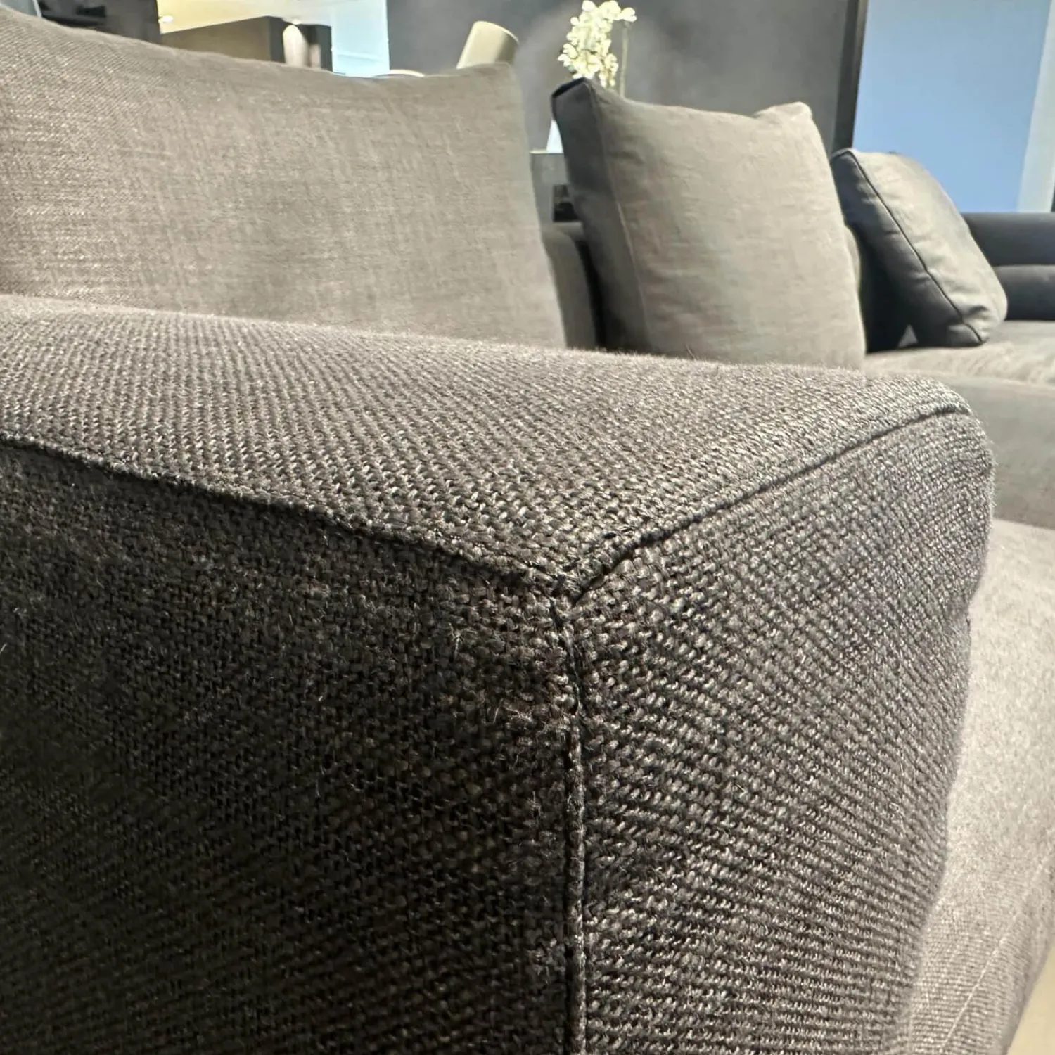 Walter Knoll Ecksofas|Ecksofa Jaan Living Stoff Bora 7748 Slate Grau Fuß Schwarz Matt Pulverbeschichtet Inklusive Kissen