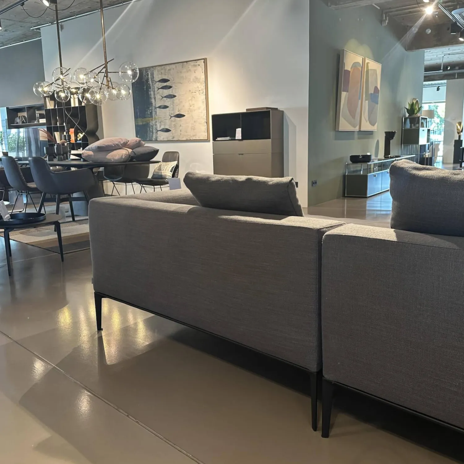 Walter Knoll Ecksofas|Ecksofa Jaan Living Stoff Bora 7748 Slate Grau Fuß Schwarz Matt Pulverbeschichtet Inklusive Kissen