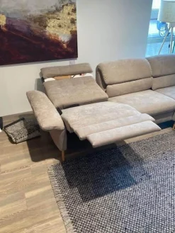 Natura Ecksofas|Ecksofa Jacksonville Stoff Yelda Taupe Beige Füße Massivholz Geölt