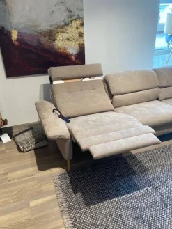 Natura Ecksofas|Ecksofa Jacksonville Stoff Yelda Taupe Beige Füße Massivholz Geölt
