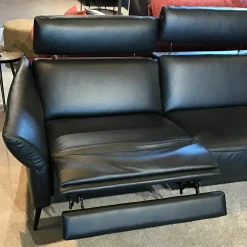 Comfort Republic Ecksofas|Ecksofa Justus Leder WL Black Schwarz mit motorischer Relaxfunktion