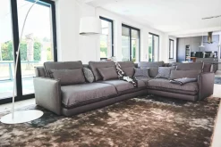 Sophisticated Living Ecksofas|Ecksofa Keala Stoff A Fiesta 17 Concrete Fuß Holz Dunkelbraun