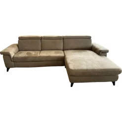Polsteria Ecksofas|Ecksofa Lava Stoff Mikrofaser Gringo Olive Grün Grau Fuß Schwarz Mit Armteilverstellung Kopfteilverstellung Und Elektrisch Verstellbarer Sitzvorzug
