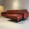 Violetta Ecksofas|Ecksofa Leder Rot 1/96 Füße Chrom mit 2 Armlehnkissen