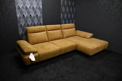 DFM Ecksofas|Ecksofa Lennox Stoff Regain 23 Ocre Braun mit Elektrischer Relaxfunktion und Sitztiefenverstellung
