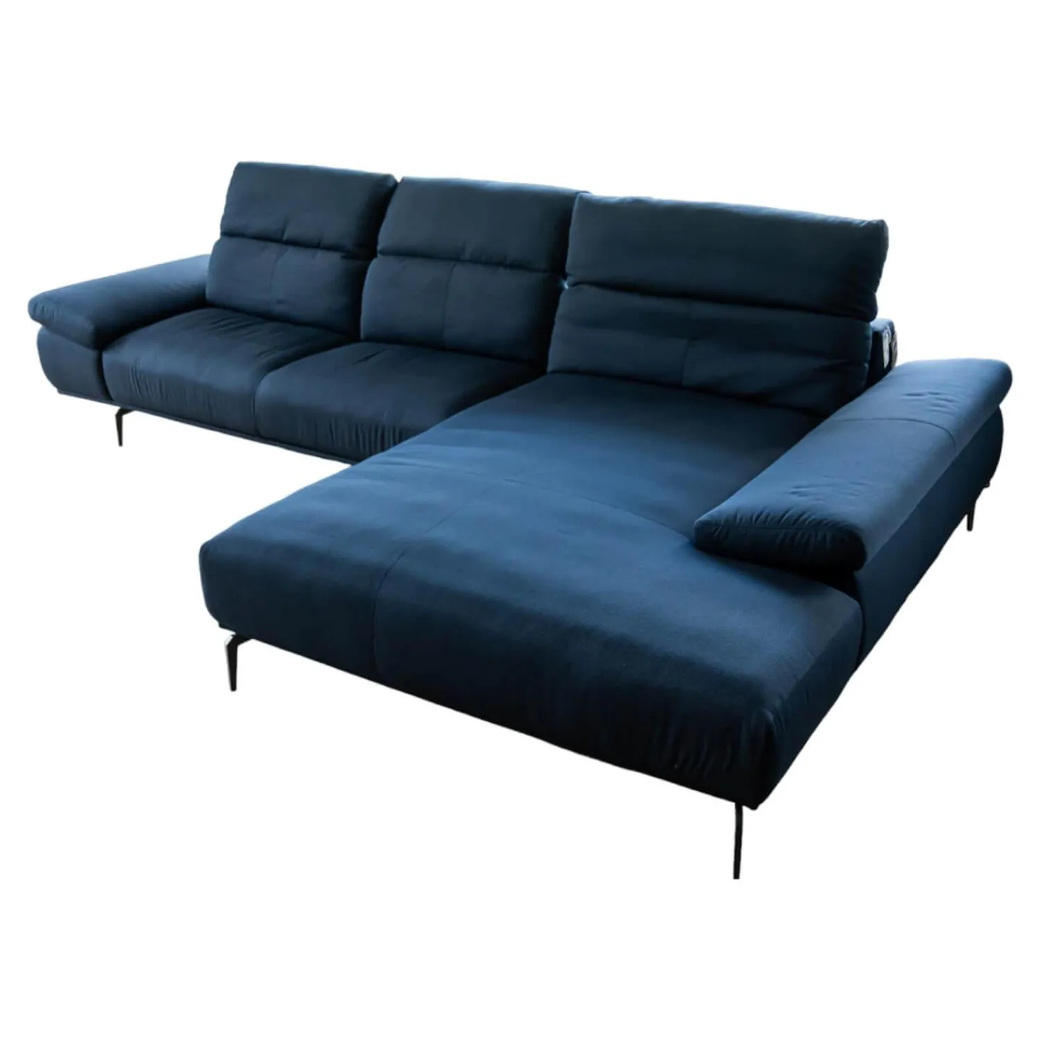 W. Schillig Ecksofas|Ecksofa Levi 24405 Stoff W61 28 Blau Füße FC4 In M95 Metall Pulverbeschichtet Anthrazit Inklusive Motorischen Sitzauszug