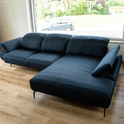 W. Schillig Ecksofas|Ecksofa Levi 24405 Stoff W61 28 Blau Füße FC4 In M95 Metall Pulverbeschichtet Anthrazit Inklusive Motorischen Sitzauszug