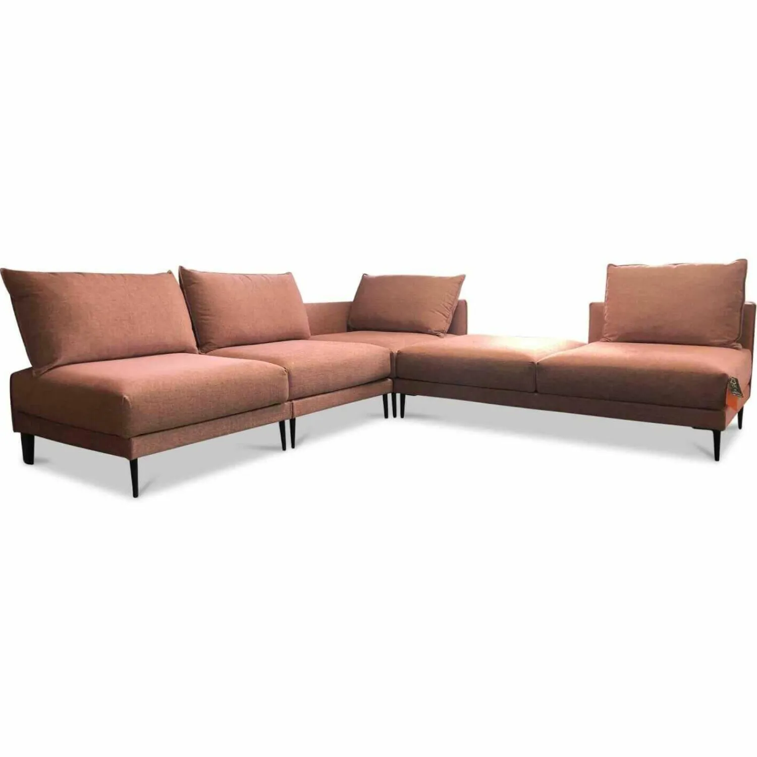 Contur Ecksofas|Ecksofa Linn Stoff Divine 61 Pink Fuß Metall Schwarz mit 4 Kissen