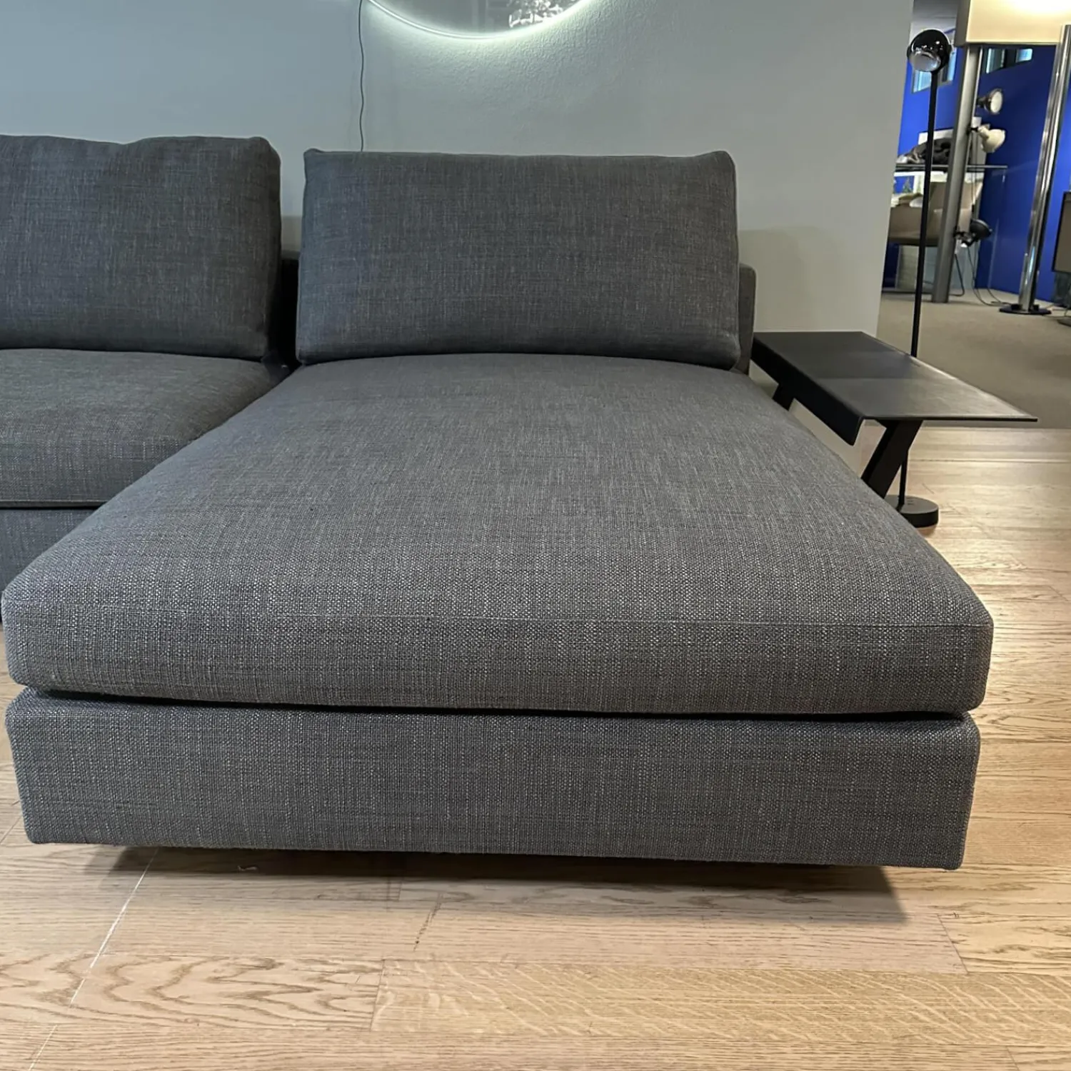 Walter Knoll Wohnlandschaften|Ecksofa Living Landscape 755 Stoff Lucia 7680 Moonlight Grau Sockel Buche Schwarz Mit Side Table Massivholz Eiche