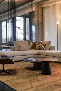 Walter Knoll Ecksofas|Ecksofa Living Landscape 755 Bezug Curly Ivory 02CU Beige Creme Sockel Massivholz Buche Schwarz Lackiert Ohne Sessel Couchtische Dekoration Sowie Lampen