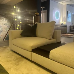 Walter Knoll Wohnlandschaften|Ecksofa Living Landscape Stoff Garbo 7737 Pearl 25 Beige Sockel Buche Schwarz Lackiert