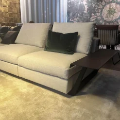 Walter Knoll Wohnlandschaften|Ecksofa Living Landscape Stoff Garbo 7737 Pearl 25 Beige Sockel Buche Schwarz Lackiert