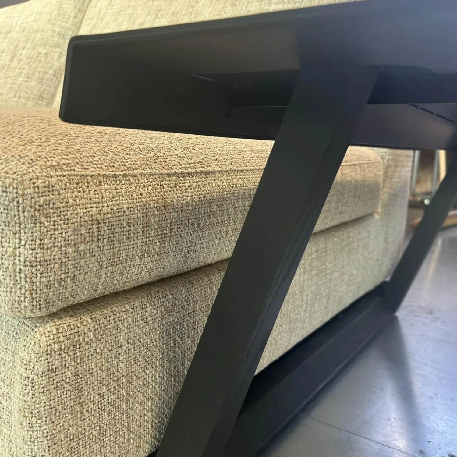 Walter Knoll Ecksofas|Ecksofa Living Landscape 755 Stoff Sorel 7871 Smoke Quartz Grau Beige Sockel Buche Schwarz Lackiert Mit Tischelement