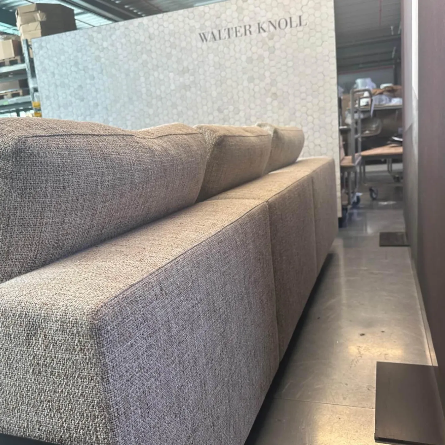 Walter Knoll Ecksofas|Ecksofa Living Landscape 755 Stoff Sorel 7871 Smoke Quartz Grau Beige Sockel Buche Schwarz Lackiert Mit Tischelement