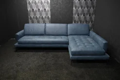 Rossini Ecksofas|Ecksofa Living Leder Maya 7314 Sky Blau Fuß Tivoli Titan