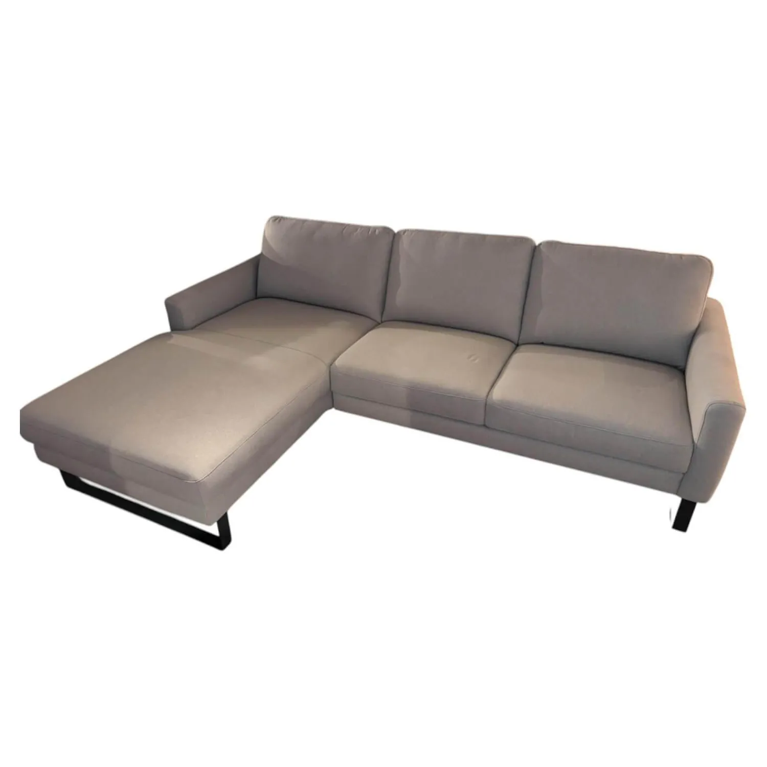 DFM Ecksofas|Ecksofa Living Stoff Solanto 180 Dolphin Grau Fuß MR1 Schwarz