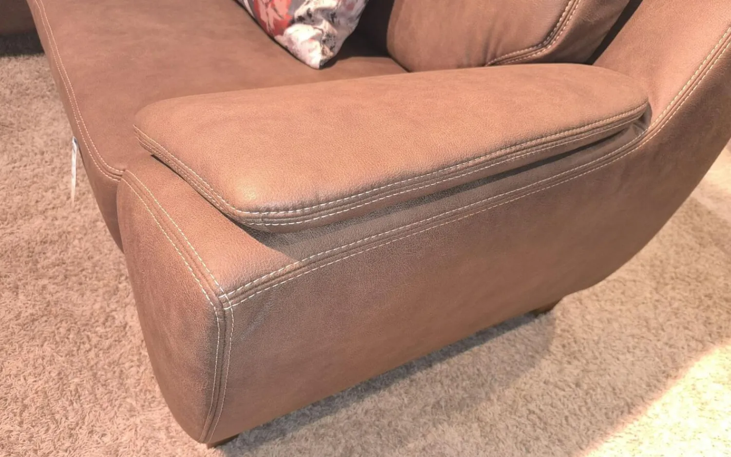 Ponsel Ecksofas|Ecksofa Livingston Stoff 0877 19 Braun Fuß Eiche Geölt Inklusive Kissen