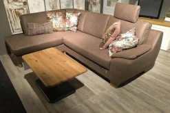 Ponsel Ecksofas|Ecksofa Livingston Stoff 0877 19 Braun Fuß Eiche Geölt Inklusive Kissen