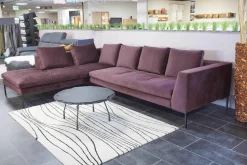 Theca Ecksofas|Ecksofa Loano Stoff Super Velvet Royal Purple PG 4 Metallfüße Schwarz