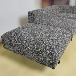 Bielefelder Werkstätten Ecksofas|Ecksofa Long Island Stoff Cooper BW1779 151 Grau Blau Füße Holz Dunkelbraun