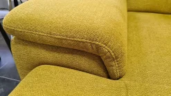 Zehdenick Ecksofas|Ecksofa LS 404420 Stoff Calido Curry Gelb Füße Metall Schwarz mit Hocker