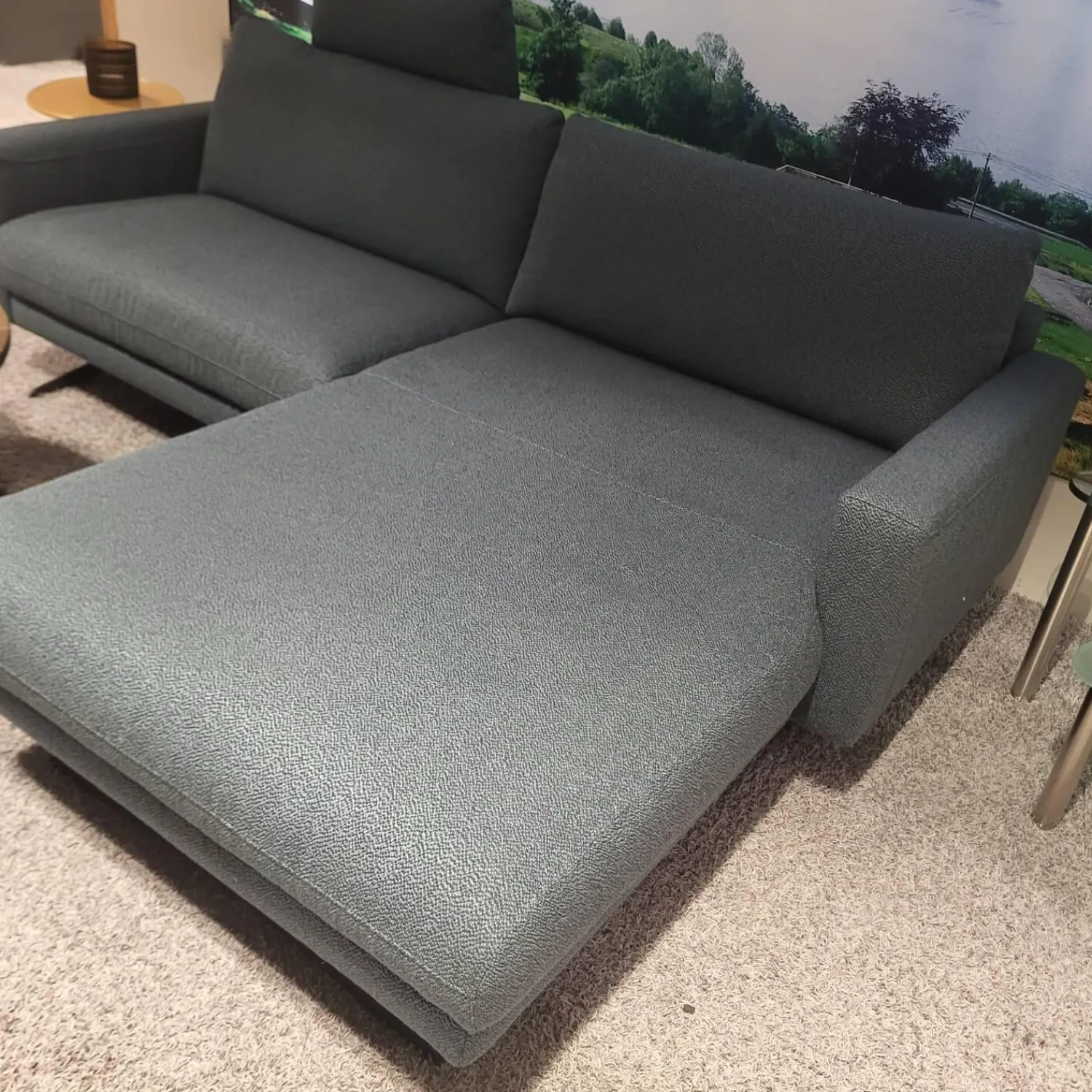 W. Schillig Ecksofas|Ecksofa LS23 Insas Stoff SK70 Blue Blau Metallkufe Schwarz Pulverbeschichtet