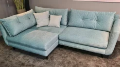 Restyl Ecksofas|Ecksofa LS24 Stoff 2-7059 Blau mit Bettkasten und 2 Kissen