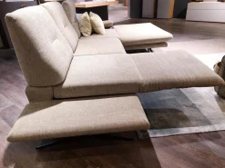 Global Ecksofas|Ecksofa Lucero Stoff Bernando Oliv Grau Metallkufe Schwarz