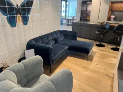 Brühl Polstergruppen|Ecksofas|Ecksofa Magnolia Stoff 4473 63 Blau Füße Metall Schwarz Pulverbeschichtet
