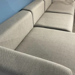 Hay Ecksofas|Ecksofa Mags Stoff Kvadrat Fiord 151 Grau Füße Kiefernholz Schwarz Gebeizt Inklusive Rückenkissen