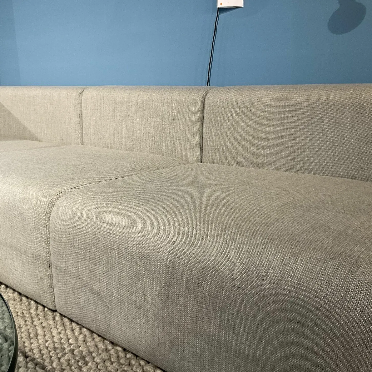 Hay Ecksofas|Ecksofa Mags Stoff Kvadrat Fiord 151 Grau Füße Kiefernholz Schwarz Gebeizt Inklusive Rückenkissen