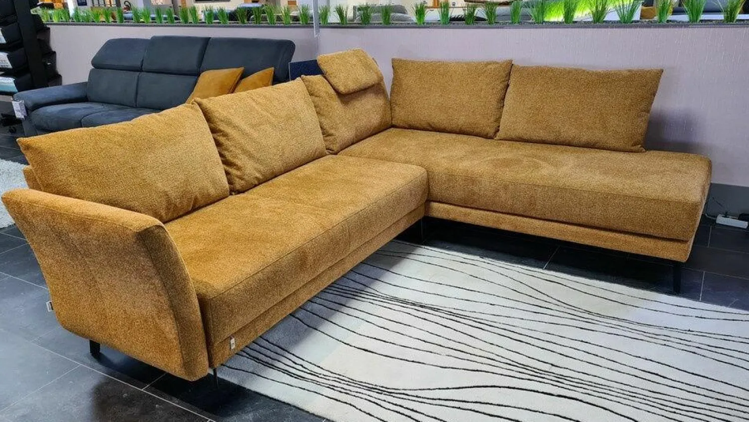 Ponsel Ecksofas|Ecksofa Mandy S672 Stoff 0740/05 Braun Orange