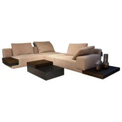 Molteni & C Wohnlandschaften|Ecksofas|Ecksofa Marteen Stoff ZF673 Rosa Untergestell Zinn mit Couchtisch