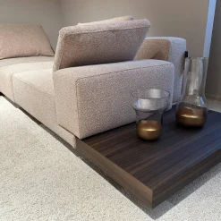 Molteni & C Wohnlandschaften|Ecksofas|Ecksofa Marteen Stoff ZF673 Rosa Untergestell Zinn mit Couchtisch