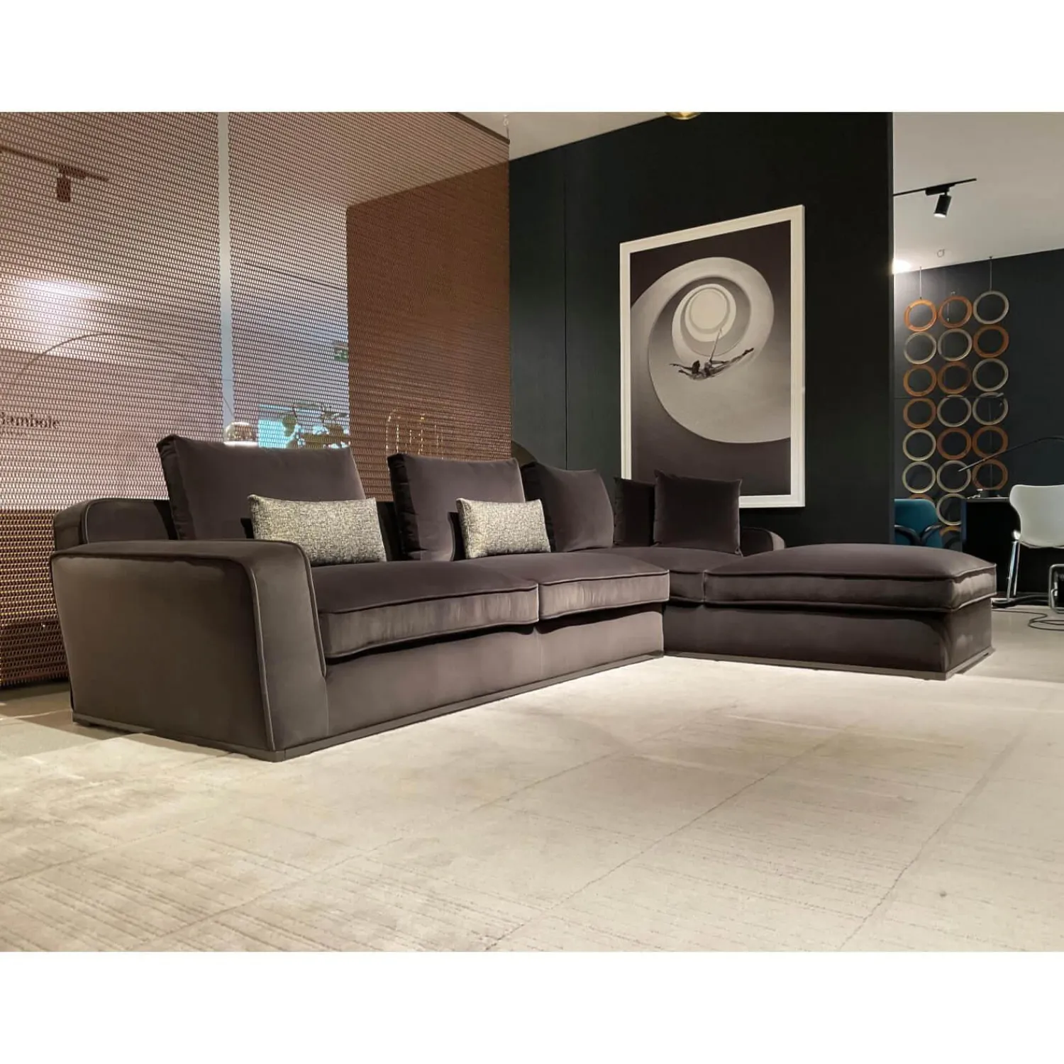 B&B Italia Ecksofas|Ecksofa Maxalto Solatium Stoff Sirio Anthrazit 2053153 mit 7 Kissen